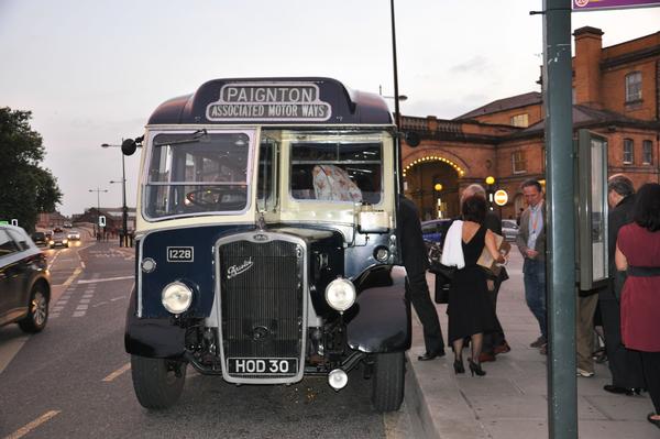 Vintage bus taking delegates to dinner at National Rail Museum.